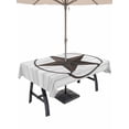 thumbnail image 1 of Outdoor Tablecloth with Umbrella Hole and Zipper, Texas Star Western Rectangle Table Cloth 60x120 Inch Waterproof Tablecloth, Brown Farm Country Gray Wooden Board Picnic Table Cover for Patio Camping, 1 of 7