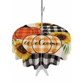 thumbnail image 1 of Outdoor Tablecloth with Umbrella Hole and Zipper, Thanksgiving Fall Round Table Cloth 54 Inch Waterproof Tablecloth, Retro Orange Black Plaid Pumpkin Floral Picnic Table Cover for Patio Camping, 1 of 7
