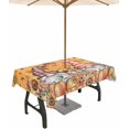 thumbnail image 1 of Outdoor Tablecloth with Umbrella Hole & Zipper, Thanksgiving Gnomes Rectangle Tablecloth 60x120 Inch, Orange Pumpkins Fall Maple Leaves Patio Table Cover Waterproof Table Cloth for Picnic, 1 of 6