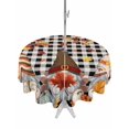 thumbnail image 1 of Outdoor Tablecloth with Umbrella Hole and Zipper, Thanksgiving Gnomes Round Table Cloth 54 Inch Waterproof Tablecloth, Fallen Maple Leaf Pumpkin Black Plaid Picnic Table Cover for Patio Camping, 1 of 7