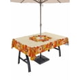 thumbnail image 1 of Outdoor Tablecloth with Umbrella Hole and Zipper, Thanksgiving Pumpkin Rectangle Table Cloth 60x102 Inch Waterproof Tablecloth, Fall Maple Leaves Autumn Beige Picnic Table Cover for Patio Camping, 1 of 7