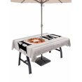 thumbnail image 1 of Outdoor Tablecloth with Umbrella Hole and Zipper, Thanksgiving Rectangle Table Cloth 52x70 Inch Waterproof Tablecloth, Fall Maple Leaf Grey Stripe Wooden Grain Picnic Table Cover for Patio Camping, 1 of 7