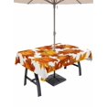 thumbnail image 1 of Outdoor Tablecloth with Umbrella Hole and Zipper, Thanksgiving Rectangle Table Cloth 52x70 Inch Waterproof Tablecloth, Fall Orange Pumpkin Maple Leaves Farmhouse Picnic Table Cover for Patio Camping, 1 of 7