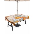 thumbnail image 1 of Outdoor Tablecloth with Umbrella Hole and Zipper, Thanksgiving Rectangle Table Cloth 60x84 Inch Waterproof Tablecloth, Orange White Pumpkin Maple Leaf Branches Picnic Table Cover for Patio Camping, 1 of 7