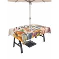 thumbnail image 1 of Outdoor Tablecloth with Umbrella Hole and Zipper, Thanksgiving Rectangle Table Cloth 60x84 Inch Waterproof Tablecloth, Pink Orange Blue Fall Pumpkin Fruit Butterfly Picnic Table Cover for Patio, 1 of 7