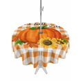 thumbnail image 1 of Outdoor Tablecloth with Umbrella Hole and Zipper, Thanksgiving Round Table Cloth 54 Inch Waterproof Tablecloth, Fall Pumpkin Sunflowers Orange White Plaid Picnic Table Cover for Patio Camping, 1 of 7