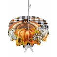thumbnail image 1 of Outdoor Tablecloth with Umbrella Hole and Zipper, Thanksgiving Round Table Cloth 54 Inch Waterproof Tablecloth, Fall Turkey Pumpkin Maple Leaf Black Plaid Picnic Table Cover for Patio Camping, 1 of 7
