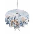 thumbnail image 1 of Outdoor Tablecloth with Umbrella Hole and Zipper, Thanksgiving Round Table Cloth 60 Inch Waterproof Tablecloth, Coastal Starfish Coral Shell Pumpkin Picnic Table Cover for Patio Camping, 1 of 7