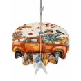 thumbnail image 1 of Outdoor Tablecloth with Umbrella Hole and Zipper, Thanksgiving Round Table Cloth 60 Inch Waterproof Tablecloth, Fall Scarecrows Maple Leaf Truck Beige Picnic Table Cover for Patio Camping, 1 of 7