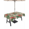 thumbnail image 1 of Outdoor Tablecloth with Umbrella Hole and Zipper, Tropical Botanical Rectangle Table Cloth 54x80 Inch Waterproof Tablecloth, Summer Red Pink Floral Botanical Picnic Table Cover for Patio Camping, 1 of 7