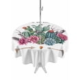 thumbnail image 1 of Outdoor Tablecloth with Umbrella Hole and Zipper, Tropical Plants Round Table Cloth 60 Inch Waterproof Tablecloth, Country Summer Botanical Cactus Plants Picnic Table Cover for Patio Camping, 1 of 7