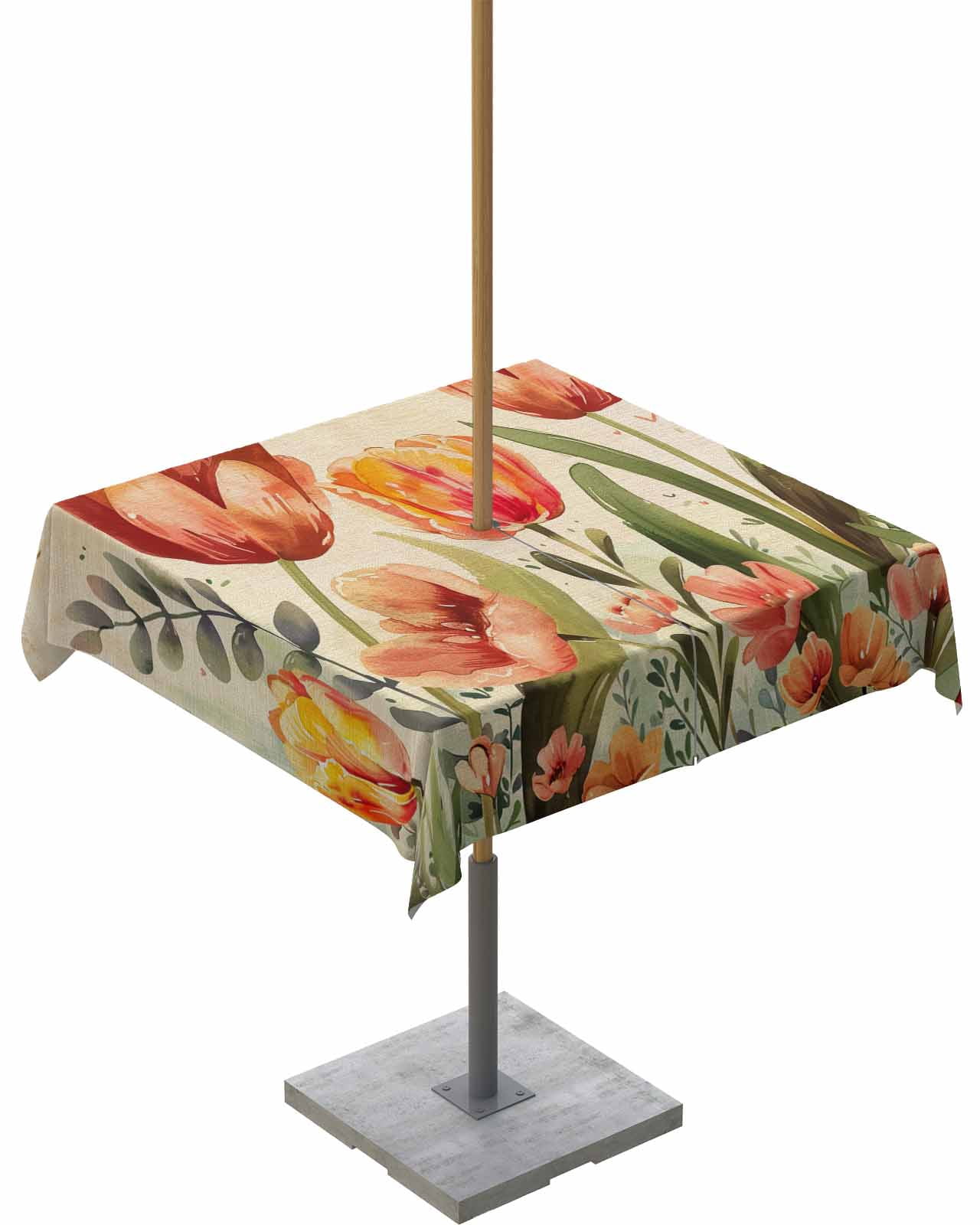 Zipper Table Outdoor Tablecloth with Umbrella Hole Zipper,Tulip Eucalyptus Mother's ...