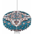 thumbnail image 1 of Outdoor Tablecloth with Umbrella Hole and Zipper Turquoise Brown Boho Round Tablecloths 60 Inch Waterproof Outside Table Cloths Vintage Bohemian Patio Table Cloth Cover for Outdoor Tables Garden, 1 of 6