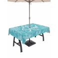 thumbnail image 1 of Outdoor Tablecloth with Umbrella Hole and Zipper, Turquoise Christmas Rectangle Table Cloth 60x84 Inch Waterproof Tablecloth, Winter White Snowflakes Patterned Picnic Table Cover for Patio Camping, 1 of 7
