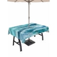 thumbnail image 1 of Outdoor Tablecloth with Umbrella Hole & Zipper, Turquoise Coastal Rectangle Tablecloth 52x70 Inch, Modern Abstract Beach Waves Ocean Patio Table Cover Waterproof Table Cloth for Picnic/Party, 1 of 7