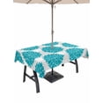 thumbnail image 1 of Outdoor Tablecloth with Umbrella Hole and Zipper, Turquoise Dahlia Rectangle Table Cloth 60x102 Inch Waterproof Tablecloth, Country Gray Abstract Floral Flowers Picnic Table Cover for Patio Camping, 1 of 7