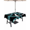 thumbnail image 1 of Outdoor Tablecloth with Umbrella Hole and Zipper, Turquoise Geometric Rectangle Table Cloth 54x80 Inch Waterproof Tablecloth, Modern Abstract Aesthetic Striped Art Picnic Table Cover for Patio, 1 of 7