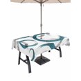 thumbnail image 1 of Outdoor Tablecloth with Umbrella Hole and Zipper, Turquoise Grey Rectangle Table Cloth 52x70 Inch Waterproof Tablecloth, Geometric Circle Modern Abstract Simple Art Picnic Table Cover for Patio, 1 of 7