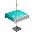 thumbnail image 1 of Outdoor Tablecloth with Umbrella Hole and Zipper, Turquoise Snowflakes Christmas Square Table Cloth 60x60 Inch Waterproof Tablecloth, Winter Holiday Xmas Snowflake Picnic Table Cover for Patio, 1 of 7