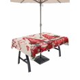 thumbnail image 1 of Outdoor Tablecloth with Umbrella Hole and Zipper, Valentine's Day Rectangle Table Cloth 52x70 Inch Waterproof Tablecloth, Red Gnomes Loves Roses Romantic Beige Picnic Table Cover for Patio Camping, 1 of 7