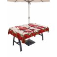 thumbnail image 1 of Outdoor Tablecloth with Umbrella Hole and Zipper, Valentine's Day Rectangle Table Cloth 52x70 Inch Waterproof Tablecloth, Red Roses Gnomes Romance Love Beige Picnic Table Cover for Patio Camping, 1 of 7