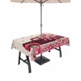 thumbnail image 1 of Outdoor Tablecloth with Umbrella Hole and Zipper, Valentine's Day Rectangle Table Cloth 52x70 Inch Waterproof Tablecloth, Romantic Love Truck Roses Plaid Beige Picnic Table Cover for Patio Camping, 1 of 7