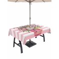 thumbnail image 1 of Outdoor Tablecloth with Umbrella Hole and Zipper, Valentine's Day Rectangle Table Cloth 52x70 Inch Waterproof Tablecloth, Roses Flowers Pink Stripes Country Picnic Table Cover for Patio Camping, 1 of 7