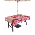 thumbnail image 1 of Outdoor Tablecloth with Umbrella Hole and Zipper, Valentine's Day Rectangle Table Cloth 54x80 Inch Waterproof Tablecloth, Gnomes Roses Loves Romantic Plaid Wood Picnic Table Cover for Patio Camping, 1 of 7