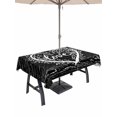 thumbnail image 1 of Outdoor Tablecloth with Umbrella Hole and Zipper, Valentine's Day Rectangle Table Cloth 54x80 Inch Waterproof Tablecloth, Love Branches Vintage Wood Grain Black Picnic Table Cover for Patio Camping, 1 of 7