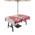 thumbnail image 1 of Outdoor Tablecloth with Umbrella Hole and Zipper, Valentine's Day Rectangle Table Cloth 54x80 Inch Waterproof Tablecloth, Pink Gnomes Love Roses Romantic Beige Picnic Table Cover for Patio Camping, 1 of 7