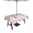 thumbnail image 1 of Outdoor Tablecloth with Umbrella Hole and Zipper, Valentine's Day Rectangle Table Cloth 54x80 Inch Waterproof Tablecloth, Pink Red Roses Love Heart Eucalyptus Plaid Picnic Table Cover for Patio, 1 of 7