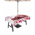 thumbnail image 1 of Outdoor Tablecloth with Umbrella Hole and Zipper, Valentine's Day Rectangle Table Cloth 54x80 Inch Waterproof Tablecloth, Pink Roses Car Love Hearts Romantic Picnic Table Cover for Patio Camping, 1 of 7