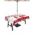 thumbnail image 1 of Outdoor Tablecloth with Umbrella Hole and Zipper, Valentine's Day Rectangle Table Cloth 54x80 Inch Waterproof Tablecloth, Red Gnomes Love Tree Branches Roses Picnic Table Cover for Patio Camping, 1 of 7