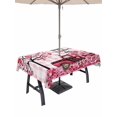 thumbnail image 1 of Outdoor Tablecloth with Umbrella Hole and Zipper, Valentine's Day Rectangle Table Cloth 54x80 Inch Waterproof Tablecloth, Romantic Love Tree Truck Roses Pink Plaid Picnic Table Cover for Patio, 1 of 7