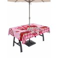 thumbnail image 1 of Outdoor Tablecloth with Umbrella Hole and Zipper, Valentine's Day Rectangle Table Cloth 60x102 Inch Waterproof Tablecloth, Gnomes Loves Roses Romantic Pink Plaid Picnic Table Cover for Patio Camping, 1 of 7