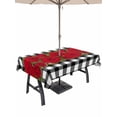 thumbnail image 1 of Outdoor Tablecloth with Umbrella Hole and Zipper, Valentine's Day Rectangle Table Cloth 60x102 Inch Waterproof Tablecloth, Red Roses Floral Leaves Buffalo Plaid Picnic Table Cover for Patio Camping, 1 of 7