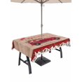 thumbnail image 1 of Outdoor Tablecloth with Umbrella Hole and Zipper, Valentine's Day Rectangle Table Cloth 60x102 Inch Waterproof Tablecloth, Red Truck Love Heart Roses Romantic Wooden Picnic Table Cover for Patio, 1 of 7