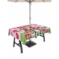 thumbnail image 1 of Outdoor Tablecloth with Umbrella Hole and Zipper, Valentine's Day Rectangle Table Cloth 60x102 Inch Waterproof Tablecloth, Watercolor Funny Dogs Love Roses Spring Pink Picnic Table Cover for Patio, 1 of 7
