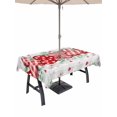 thumbnail image 1 of Outdoor Tablecloth with Umbrella Hole and Zipper, Valentine's Day Rectangle Table Cloth 60x120 Inch Waterproof Tablecloth, Eucalyptus Red Love Heart Grey Check Picnic Table Cover for Patio Camping, 1 of 7