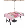 thumbnail image 1 of Outdoor Tablecloth with Umbrella Hole and Zipper, Valentine's Day Rectangle Table Cloth 60x120 Inch Waterproof Tablecloth, Pink Romantic Ice Cream Eucalyptus Leaves Picnic Table Cover for Patio, 1 of 7