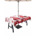 thumbnail image 1 of Outdoor Tablecloth with Umbrella Hole and Zipper, Valentine's Day Rectangle Table Cloth 60x120 Inch Waterproof Tablecloth, Red Gnomes Love Roses Romantic White Picnic Table Cover for Patio Camping, 1 of 7