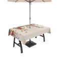 thumbnail image 1 of Outdoor Tablecloth with Umbrella Hole and Zipper, Valentine's Day Rectangle Table Cloth 60x120 Inch Waterproof Tablecloth, Watercolor Roses Leaves Flowers Spring Beige Picnic Table Cover for Patio, 1 of 7