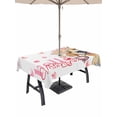 thumbnail image 1 of Outdoor Tablecloth with Umbrella Hole and Zipper, Valentine's Day Rectangle Table Cloth 60x84 Inch Waterproof Tablecloth, Cute Dog Heart Roses Floral Romantic Picnic Table Cover for Patio Camping, 1 of 7