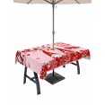 thumbnail image 1 of Outdoor Tablecloth with Umbrella Hole and Zipper, Valentine's Day Rectangle Table Cloth 60x84 Inch Waterproof Tablecloth, Gnomes Love Tree Branches Roses Pink Picnic Table Cover for Patio Camping, 1 of 7