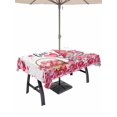 thumbnail image 1 of Outdoor Tablecloth with Umbrella Hole and Zipper, Valentine's Day Rectangle Table Cloth 60x84 Inch Waterproof Tablecloth, Pink Love Gnomes Roses Romantic Picnic Table Cover for Patio Camping, 1 of 7