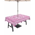 thumbnail image 1 of Outdoor Tablecloth with Umbrella Hole and Zipper, Valentine's Day Rectangle Table Cloth 60x84 Inch Waterproof Tablecloth, Pink Love Rustic Retro Abstract Art Picnic Table Cover for Patio Camping, 1 of 7