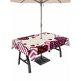 thumbnail image 1 of Outdoor Tablecloth with Umbrella Hole and Zipper, Valentine's Day Rectangle Table Cloth 60x84 Inch Waterproof Tablecloth, Pink Strip Love Hearts Rustic Burlap Picnic Table Cover for Patio Camping, 1 of 7