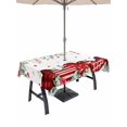 thumbnail image 1 of Outdoor Tablecloth with Umbrella Hole and Zipper, Valentine's Day Rectangle Table Cloth 60x84 Inch Waterproof Tablecloth, Red Love Heart Eucalyptus Leaves Floral Picnic Table Cover for Patio Camping, 1 of 7