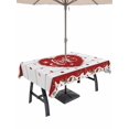 thumbnail image 1 of Outdoor Tablecloth with Umbrella Hole and Zipper, Valentine's Day Rectangle Table Cloth 60x84 Inch Waterproof Tablecloth, Red Love Heart Roses Romantic Wooden Picnic Table Cover for Patio Camping, 1 of 7