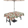 thumbnail image 1 of Outdoor Tablecloth with Umbrella Hole and Zipper, Valentine's Day Rectangle Table Cloth 60x84 Inch Waterproof Tablecloth, Red Roses Leaves Plants Spring Beige Picnic Table Cover for Patio Camping, 1 of 7